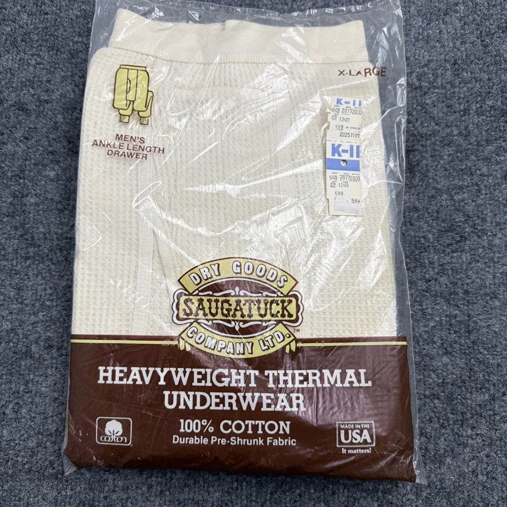 Vintage NOS Saugatuck Dry Goods Heavyweight Thermal Underwear Pants Mens XL USA